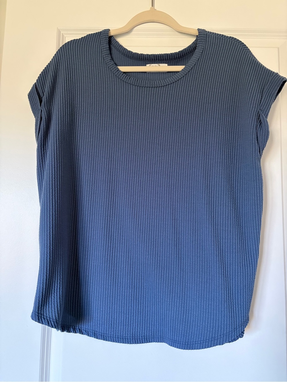 Maurices Slate Blue Ribbed Short Sleeve Top